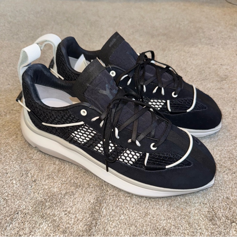 Adidas Men’s Y-3 Shiku Run Sneakers, Black/White, Size 10